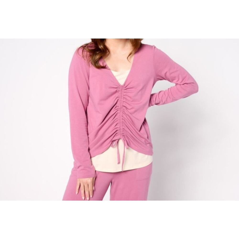 Anybody Cozy Knit Ruched Front Mauve Size XS Top 2-for-1 A666031 NWOT